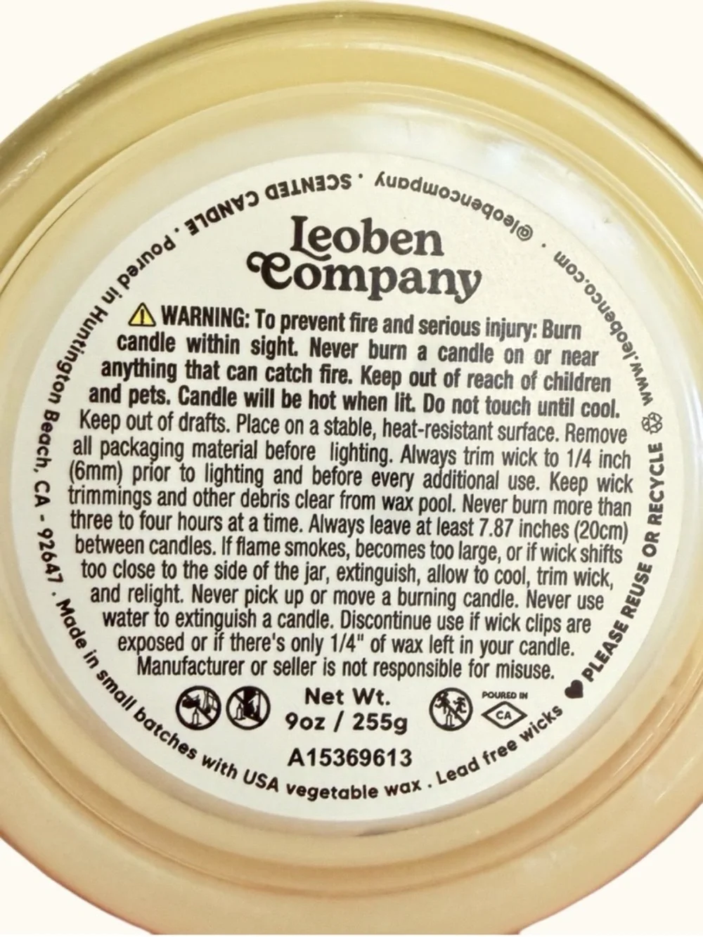 Leoben Company Jasmine Santal Scented Candle - Cream & Blue